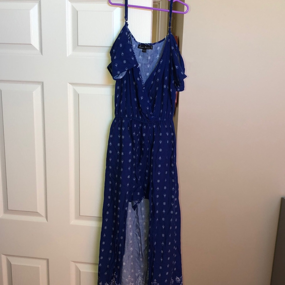 Royal blue romper with a skirt
